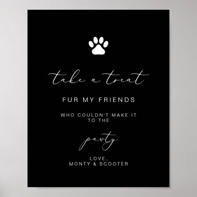 Elegante Calligraphy Pet Pawty Favor Plakatzeichen Poster (Vorne)