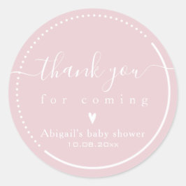 Elegante Calligraphy Pink Baby Shower Vielen Dank Runder Aufkleber