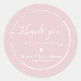 Elegante Calligraphy Pink Baby Shower Vielen Dank Runder Aufkleber
