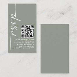 Elegante Calligraphy QR Code Sage Wedding RSVP Begleitkarte