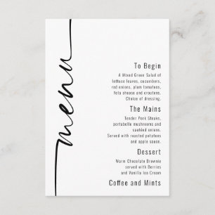 Elegante Calligraphy QR Code Wedding Menu Card Einladung