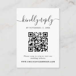 Elegante Calligraphy QR Code Wedding RSVP Begleitkarte