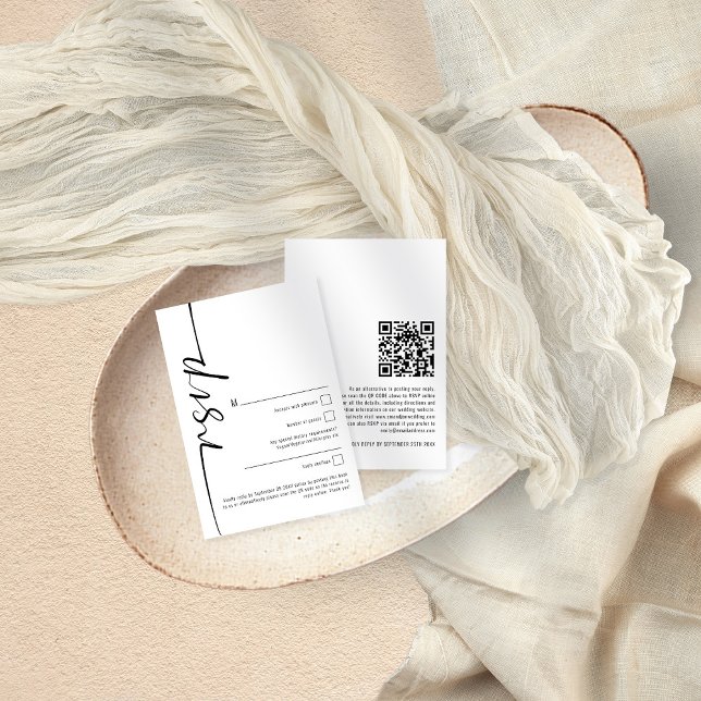 Elegante Calligraphy QR Code Wedding RSVP Card Einladung (Von Creator hochgeladen)