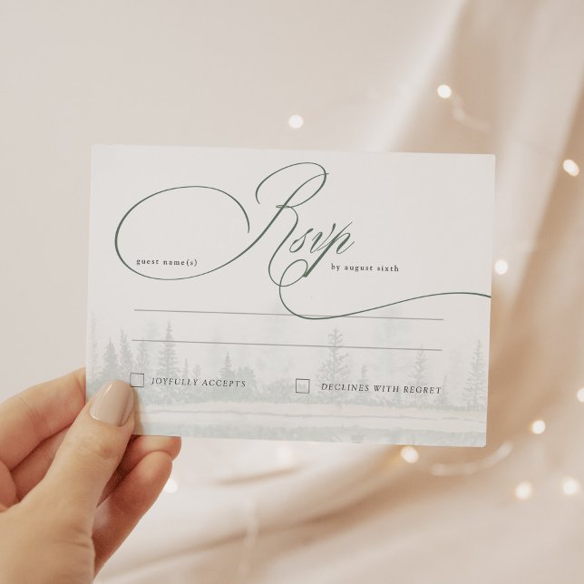 Elegante Calligraphy Rustic Wedding RSVP Card Karte (Von Creator hochgeladen)