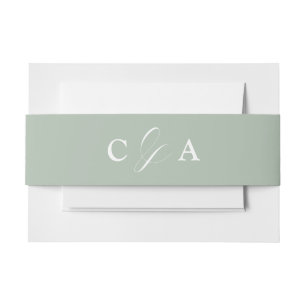 Elegante Calligraphy Sage Green Wedding Bly Band