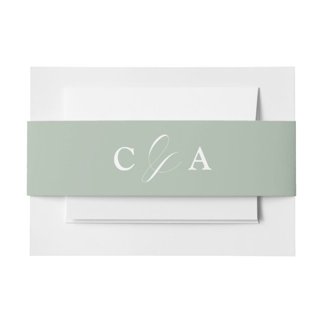 Elegante Calligraphy Sage Green Wedding Bly Band (Vorderseite Beispiel)