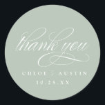 Elegante Calligraphy Sage Green Wedding Stickers<br><div class="desc">Mit unserer eleganten kalligraphischen Hochzeitskollektion mit ausgeklügeltem Drehbuch und zeitlosem Design stärken Sie Ihren Hochzeitsstil. Diese Kollektion ist perfekt für Paare, die sich auf moderne Art und Weise verwöhnen lassen, von Einladungen bis hin zu Menüs, die alle mit Ihren Details individuell gestaltet werden können. Fügen Sie Ihrem großen Tag eine...</div>