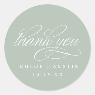 Elegante Calligraphy Sage Green Wedding Stickers