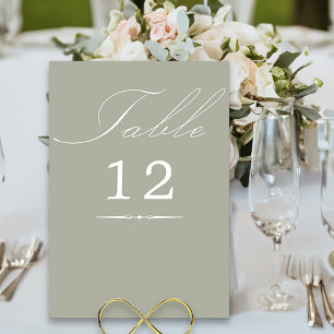 Elegante Calligraphy Sage Green Wedding Tischnummer