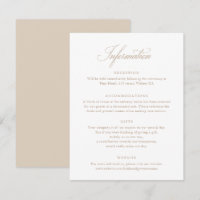 Elegante Calligraphy Script Beige Wedding Info Car