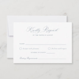 Elegante Calligraphy Script Blue Wedding RSVP Card Einladung