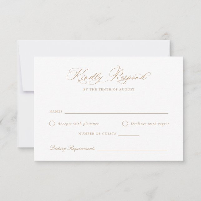 Elegante Calligraphy Script Gold Wedding RSVP Card Einladung (Vorderseite)