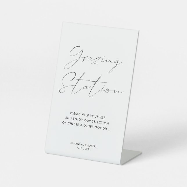 Elegante Calligraphy Script Grazing Station Sockelschild (Vorderseite)