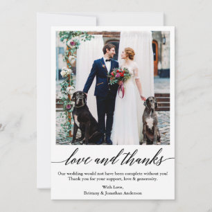 Elegante Calligraphy Script-Liebe dank Hochzeit Dankeskarte