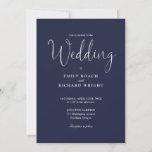 Elegante Calligraphy Script Navy Blue Wedding