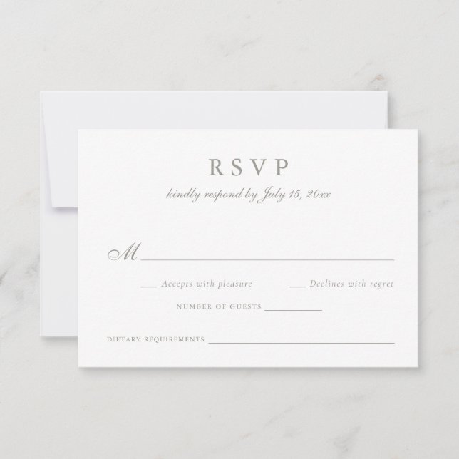 Elegante Calligraphy Script Olive Gray Wedding RSV Einladung (Vorderseite)