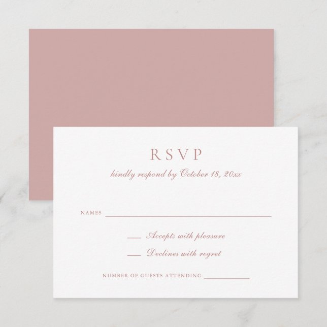 Elegante Calligraphy Script-Rose Wedding RSVP Einladung (Vorne/Hinten)