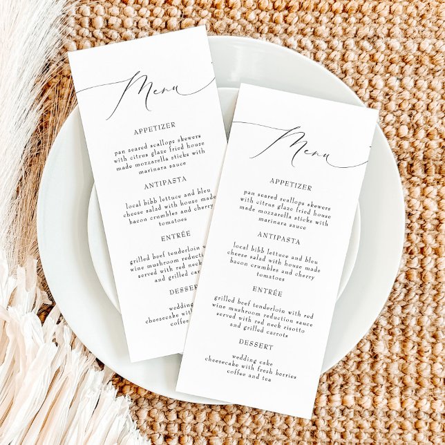 Elegante Calligraphy Script Wedding Menu Cards Menükarte (Von Creator hochgeladen)