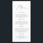 Elegante Calligraphy Script Wedding Menu Cards Menükarte<br><div class="desc">Die Valentina Collection verfügt über einen eleganten,  handgeschriebenen Kalligraphie-Script-Schriftart und ein klassisches minimalistisches Design. Der zeitlose Look fügt jedem Hochzeitsthema oder Farbschema die perfekte Touch hinzu. Bestellen Sie die gesamte Kollektion für eine zusammenhängende Ästhetik.</div>