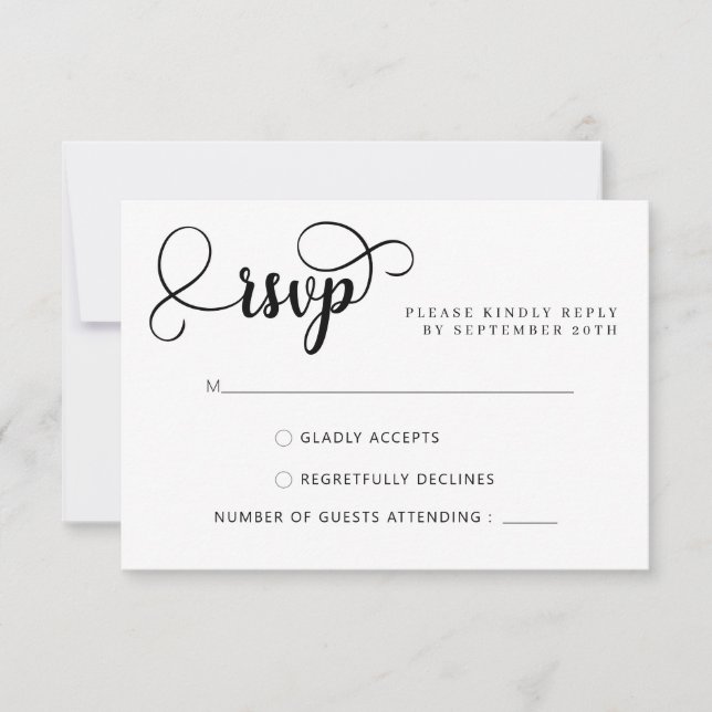 Elegante Calligraphy Script Wedding RSVP Cards Karte (Vorderseite)