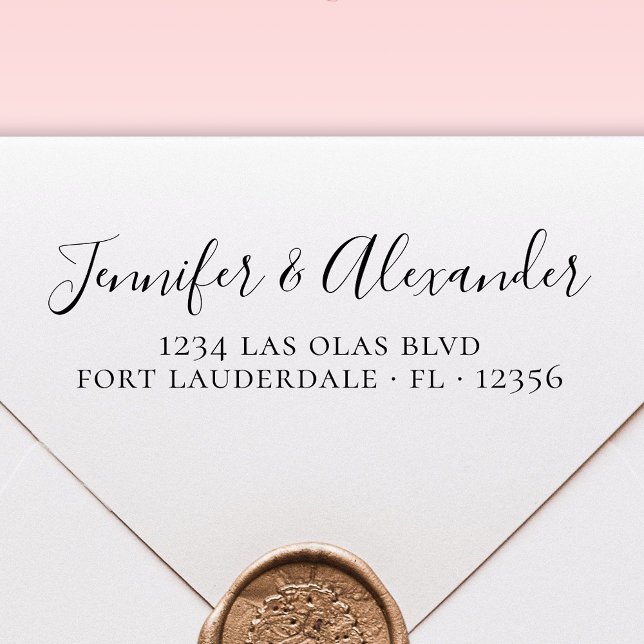 Elegante Calligraphy Script Wedding Rücksendeadres Permastempel (Von Creator hochgeladen)
