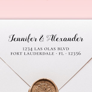Elegante Calligraphy Script Wedding Rücksendeadres Permastempel