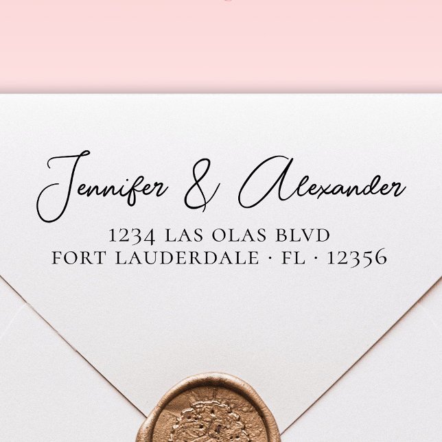 Elegante Calligraphy Script Wedding Rücksendeadres Permastempel (Von Creator hochgeladen)
