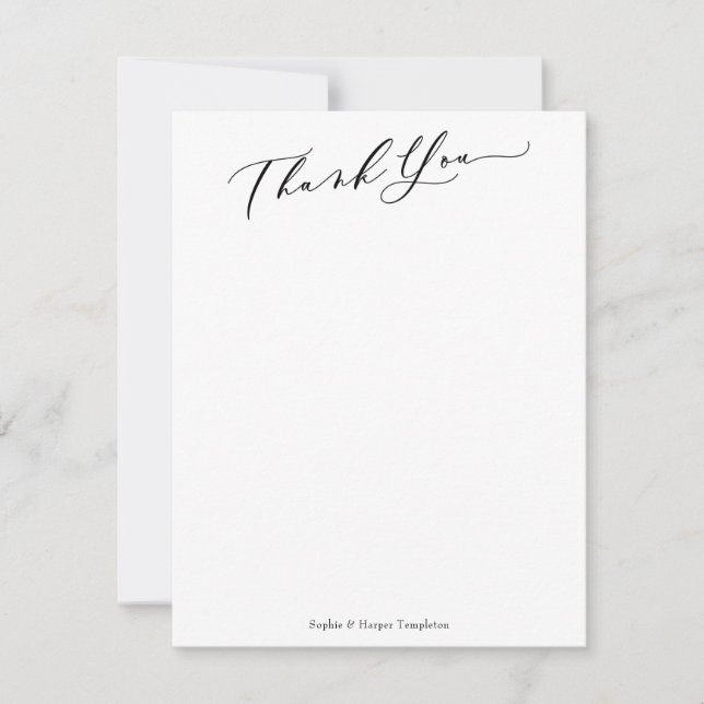 Elegante Calligraphy Simple White Danke (Vorderseite)