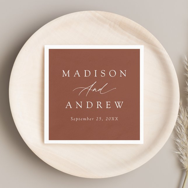 Elegante Calligraphy Terracotta Wedding Serviette (Von Creator hochgeladen)