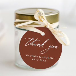 Elegante Calligraphy Terracotta Wedding Vielen Dan Geschenkanhänger