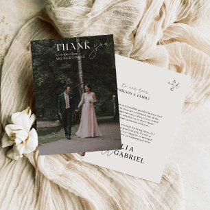 Elegante Calligraphy Wedding Fotos Danke-Card Dankeskarte