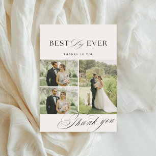 Elegante Calligraphy Wedding Fotos Danke-Card Dankeskarte