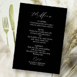 Elegante Calligraphy Wedding Menu Card Einladung<br><div class="desc">Erleben Sie die zeitlose Eleganz Ihres besonderen Tages mit unserer schlichten,  schicken Kalligraphie Schwarz-Weiß Hochzeitssuite.</div>