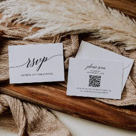 Elegante Calligraphy Wedding QR Code RSVP Card Karte