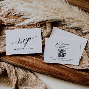 Elegante Calligraphy Wedding QR Code RSVP Card Karte