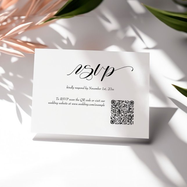 Elegante Calligraphy Wedding QR Code RSVP Card Karte (Von Creator hochgeladen)