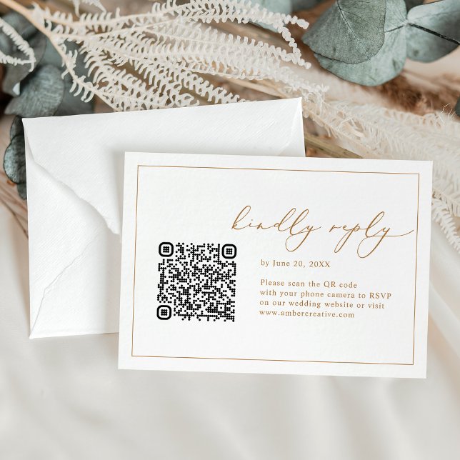 Elegante Calligraphy Wedding QR Code RSVP Cards Karte (Von Creator hochgeladen)
