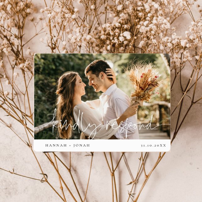 Elegante Calligraphy Wedding Response Card UAWG Postkarte (Von Creator hochgeladen)