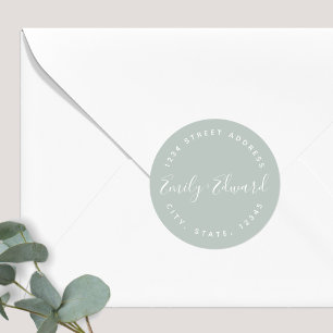 Elegante Calligraphy Wedding Rücksendeadresse Runder Aufkleber