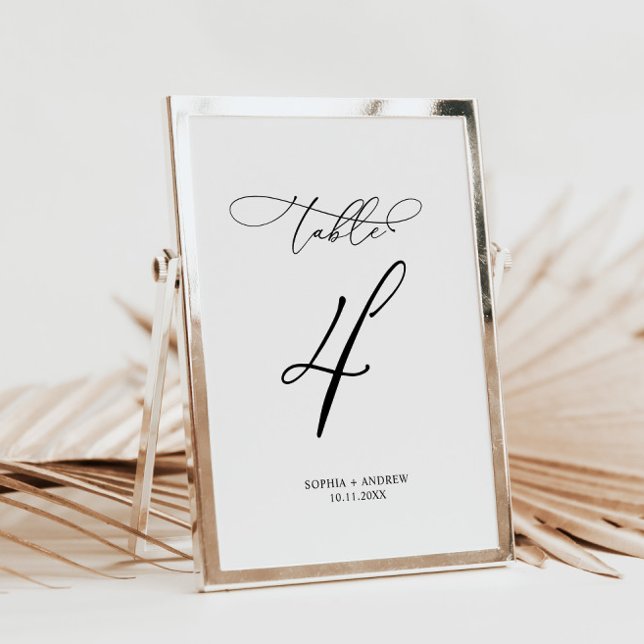 Elegante Calligraphy Wedding Tischnummer 4 (Von Creator hochgeladen)