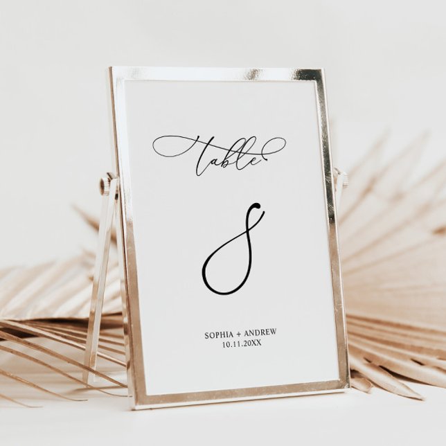 Elegante Calligraphy Wedding Tischnummer 8 (Von Creator hochgeladen)