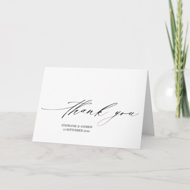 Elegante Calligraphy Wedding Verlobung Vielen Dank Karte (Vorderseite)