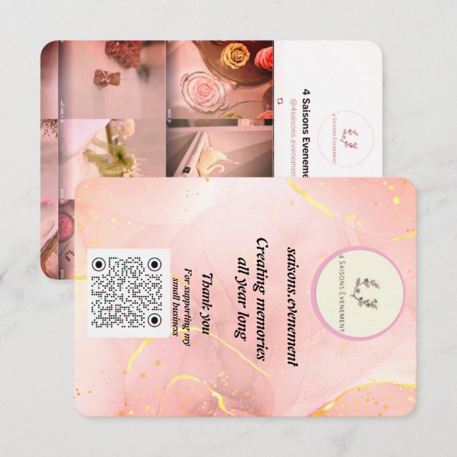 Elegante Candle Business Card | 4 Saisons.Abend Einladung (Vorne/Hinten)