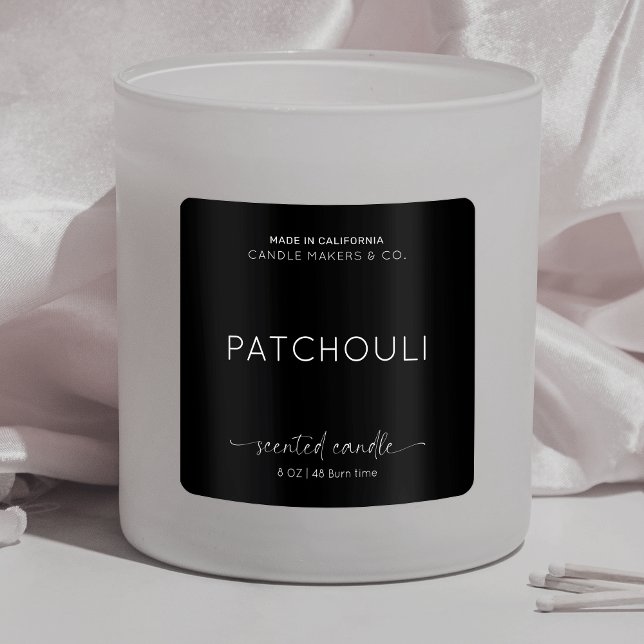 Elegante Candle-Verpackung Minimalistische Schwarz Quadratischer Aufkleber (Von Creator hochgeladen)