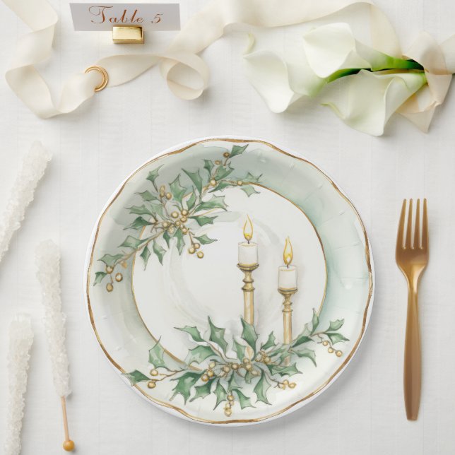 Elegante Candles Abendessen Pappteller (Hochzeit)