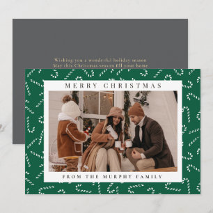 Elegante Candy Swirl Muster Single Foto Weihnachte Feiertagskarte