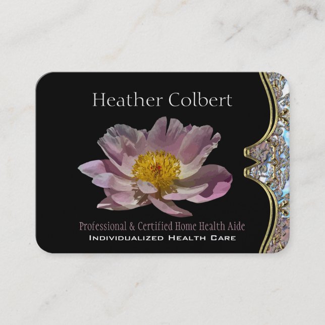 Elegante Caregiver Petal Beruflich Business Card Visitenkarte (Vorderseite)