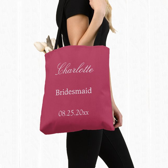 Elegante Carmine Magenta Bridesmaid Tote Bag (Von Creator hochgeladen)