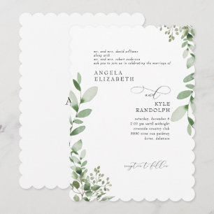 Elegante Cascading Greenerity Wedding Scalloped Einladung