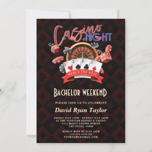 Elegante Casino Nacht Vegas Junggesellen-Wochenend Einladung